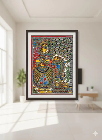 Hand made maithila madhubani wall framed painting Mithila Gram