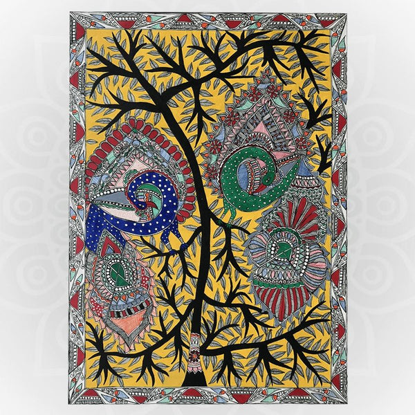 Handmade Peacock Wall Painting Mithila Gram