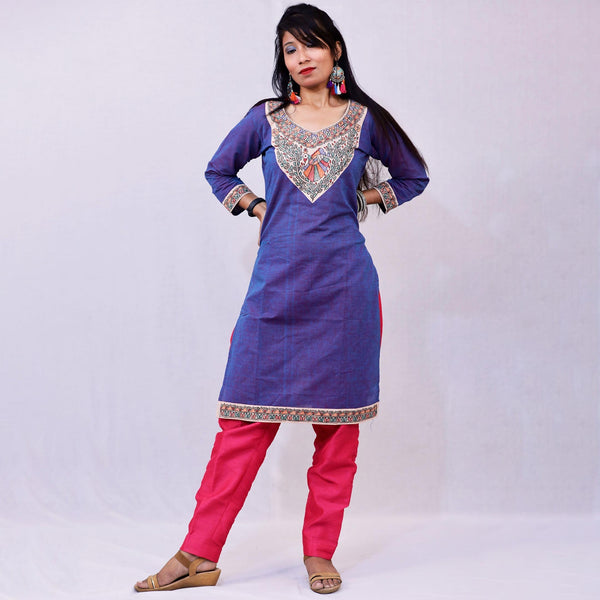 Handpainted Cotton Kurti Mithila Gram