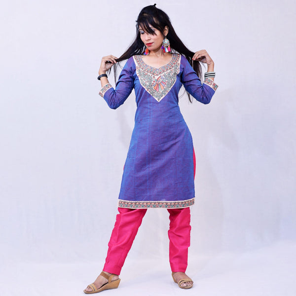 Handpainted Cotton Kurti Mithila Gram
