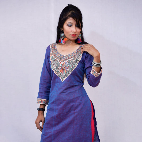 Handpainted Cotton Kurti Mithila Gram