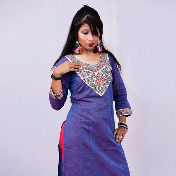 Handpainted Cotton Kurti Mithila Gram