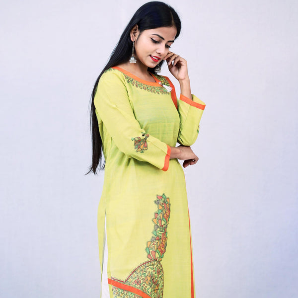 Handpainted Cotton Kurti Mithila Gram