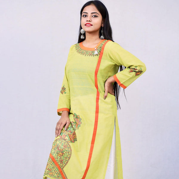 Handpainted Cotton Kurti Mithila Gram