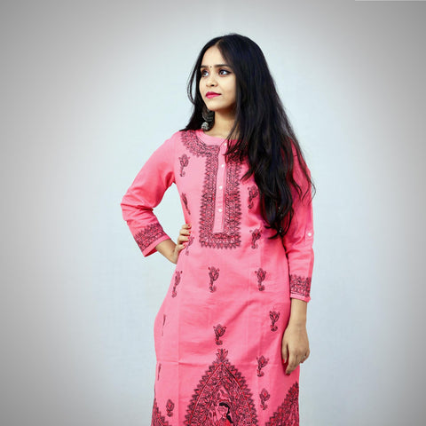 Handpainted Cotton Kurti Mithila Gram