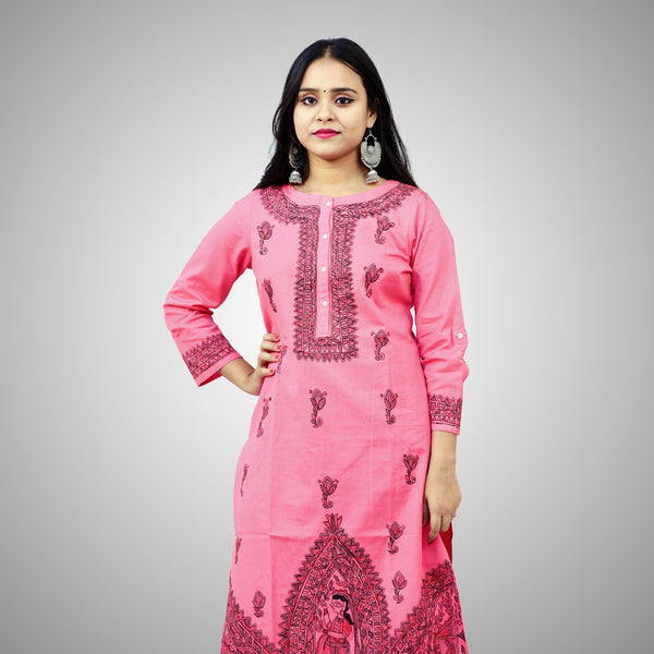Handpainted Cotton Kurti Mithila Gram