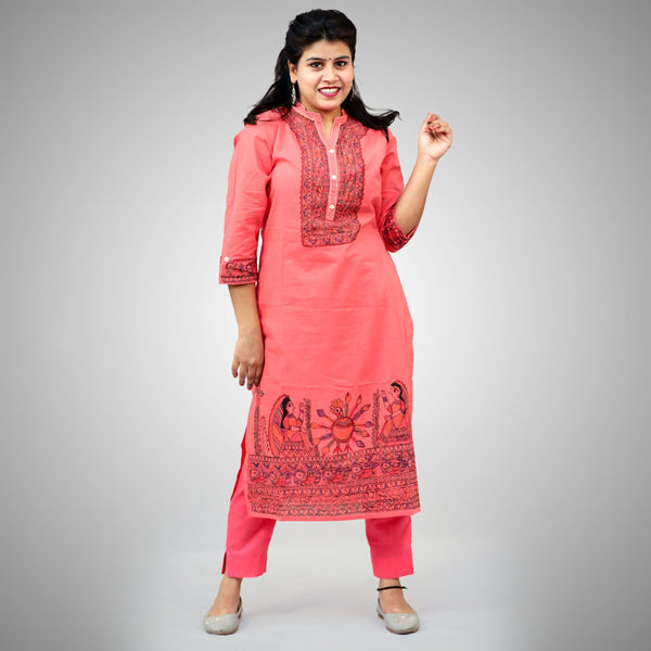 Handpainted Cotton Kurti Mithila Gram
