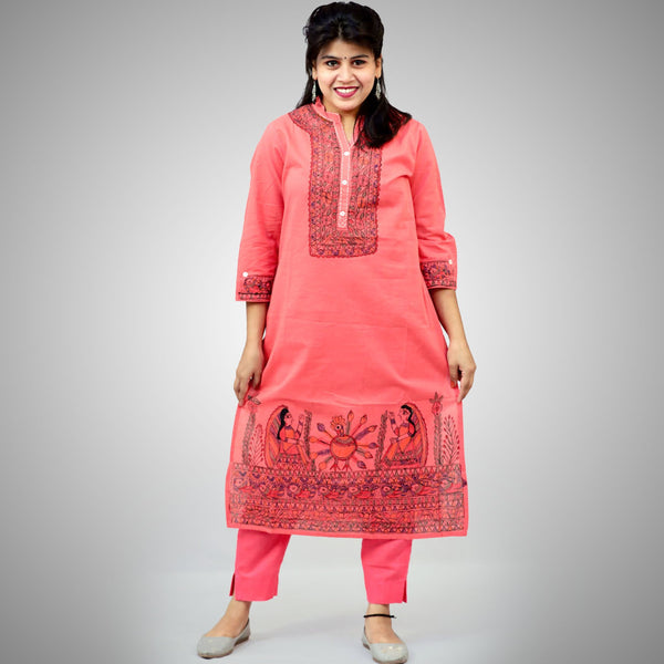 Handpainted Cotton Kurti Mithila Gram