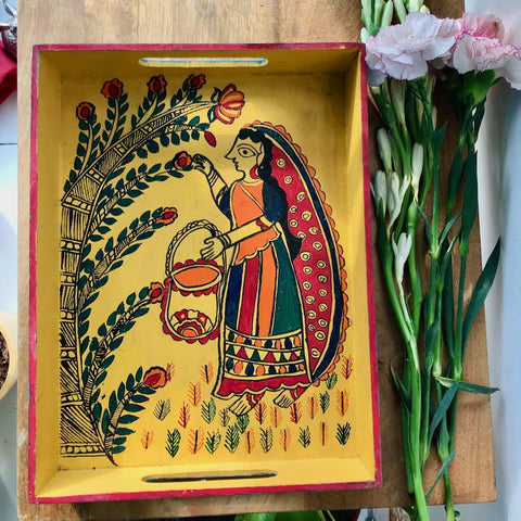 Handpainted Multipurpose Tray Mithila Gram