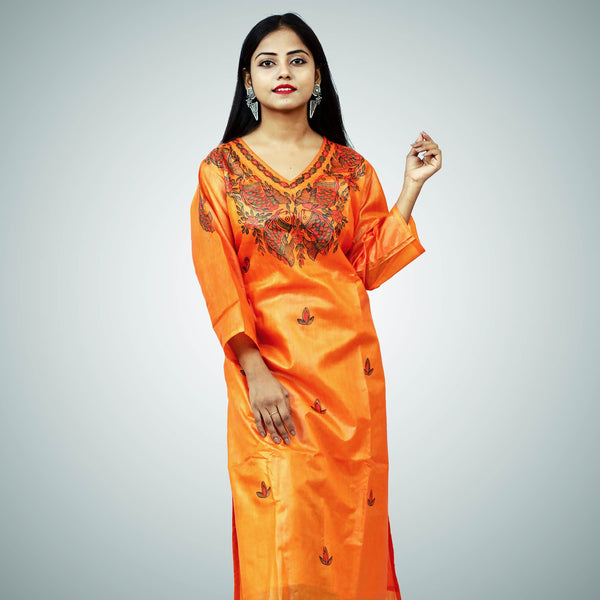 Handpainted Silk Kurti Mithila Gram
