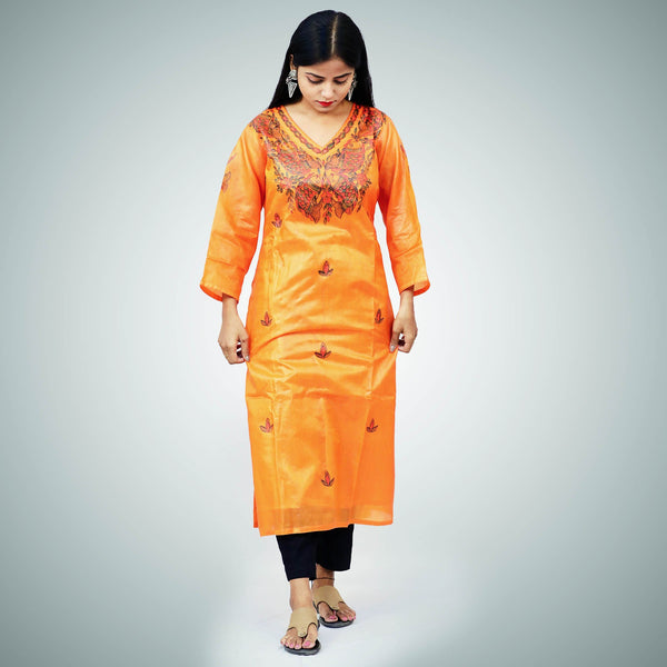 Handpainted Silk Kurti Mithila Gram