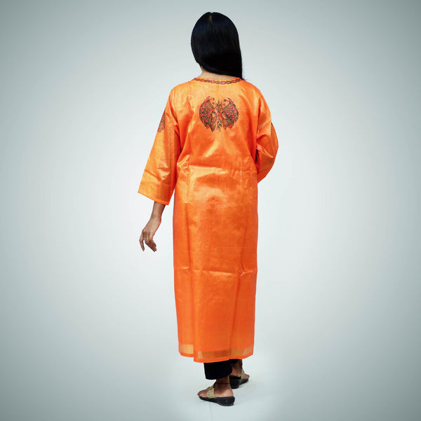 Handpainted Silk Kurti Mithila Gram
