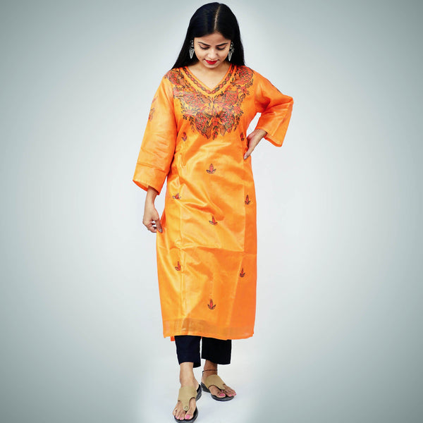 Handpainted Silk Kurti Mithila Gram