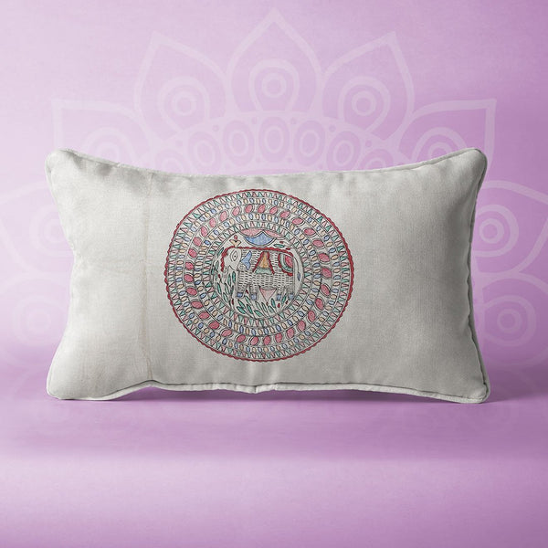 Handpainted White Peacock Double Bedsheet with Pillow Cover Mithila Gram