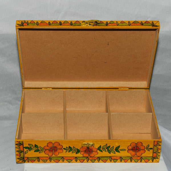 Handpainted Yellow Krishna Multipurpose Box Mithila Gram