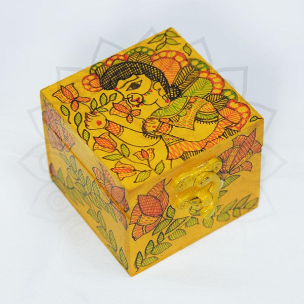 Handpainted Yellow Krishna Multipurpose Box Mithila Gram