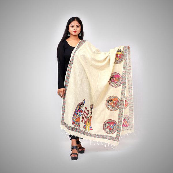Madhubani Khadi Cotton Duptta Mithila Gram