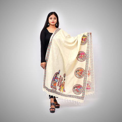 Madhubani Khadi Cotton Duptta Mithila Gram