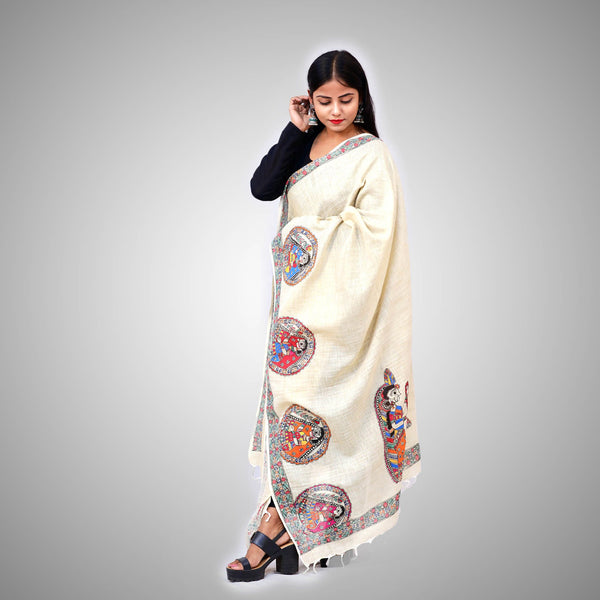 Madhubani Khadi Cotton Duptta Mithila Gram