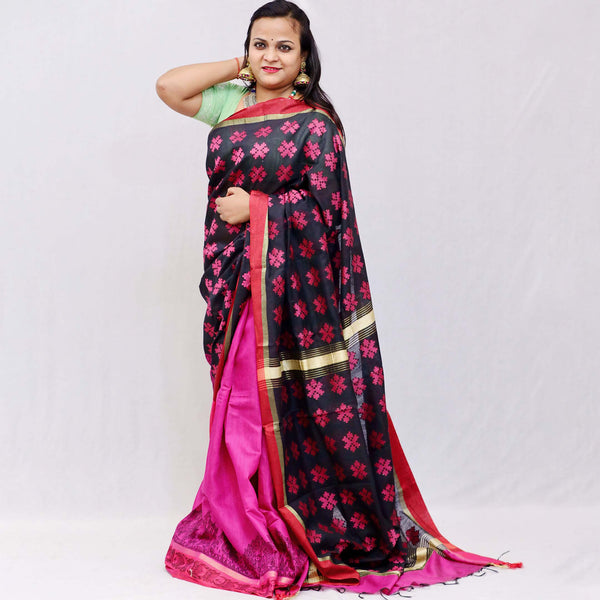 Madhubani Painted Handloom Cotton Saree Mithila Gram