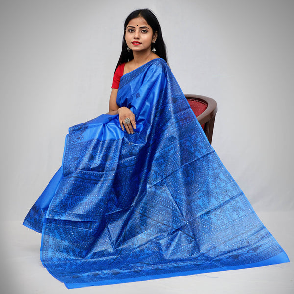 Madhubani Painted Silk Saree Mithila Gram