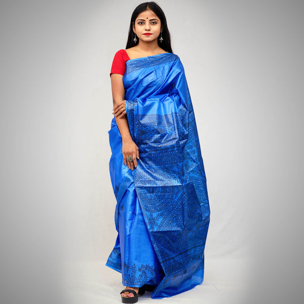 Madhubani Painted Silk Saree Mithila Gram