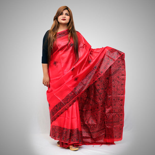 Madhubani Painted Silk Saree Mithila Gram