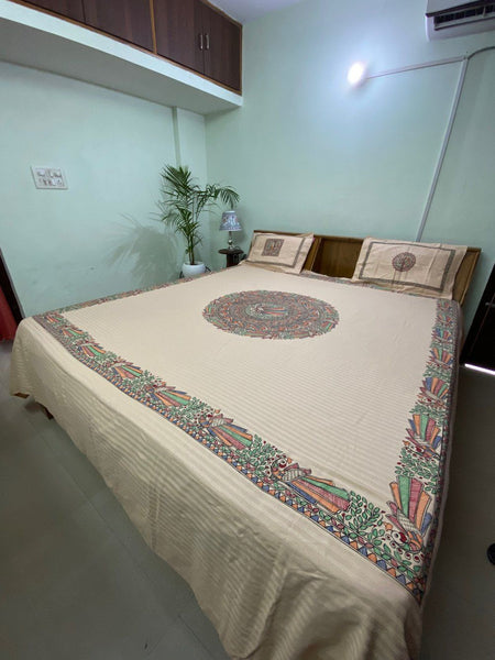Madhubani Painting Double Bedsheet