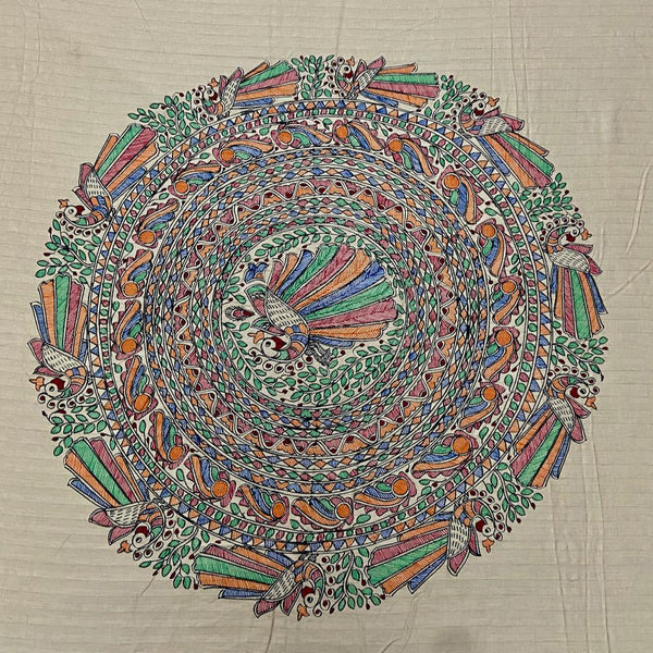 Madhubani Painting Double Bedsheet Mithila Gram