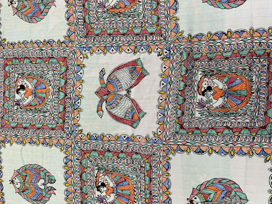 Madhubani Painting Double Bedsheet Mithila Gram