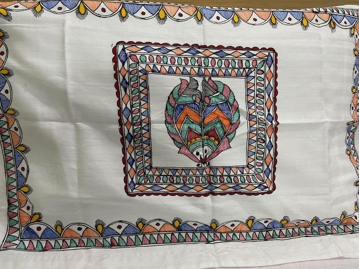 Madhubani Painting Double Bedsheet Mithila Gram