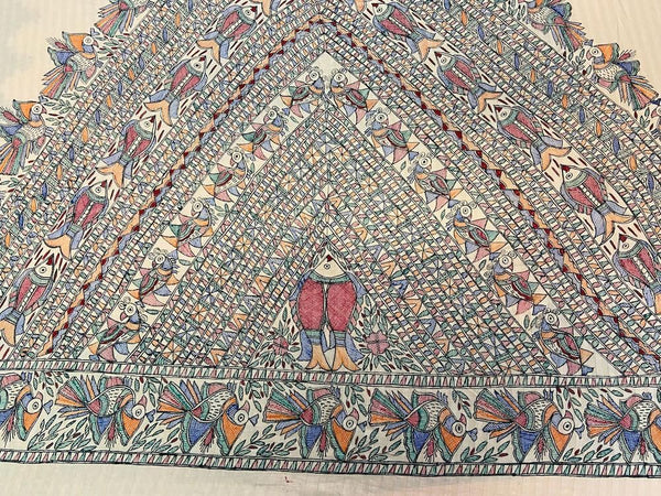Madhubani Painting Double Bedsheet Mithila Gram
