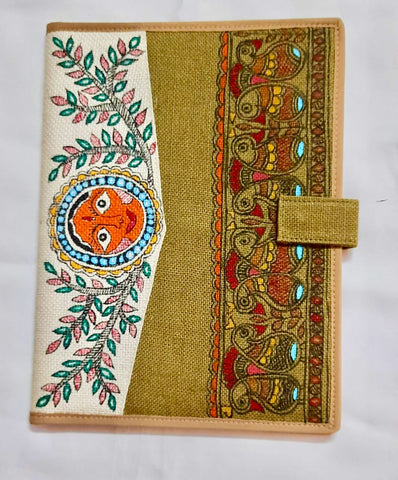 Madhubani Painting Jute File Folder Mithila Gram